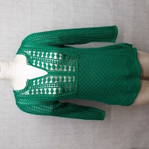 Chico's Kelly Green Open Weave Sweater